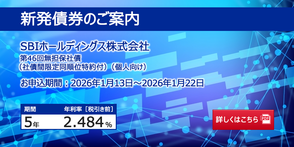 新発債券 SBIホールディングス株式会社 第46回無担保社債（社債間限定同順位特約付）（個人向け）